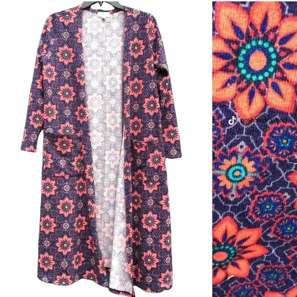 Lularoe Sarah Multicolor Floral Duster Cardigan Women’s Size Medium